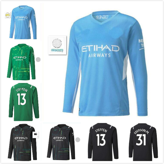 

Long sleeve 2021 2022 Manchester DE BRUYNE GREALISH soccer jerseys home FODEN 21 22 STERLING FERRAN G.JESUS BERNARDO MAHREZ jersey football shirt, Black;yellow