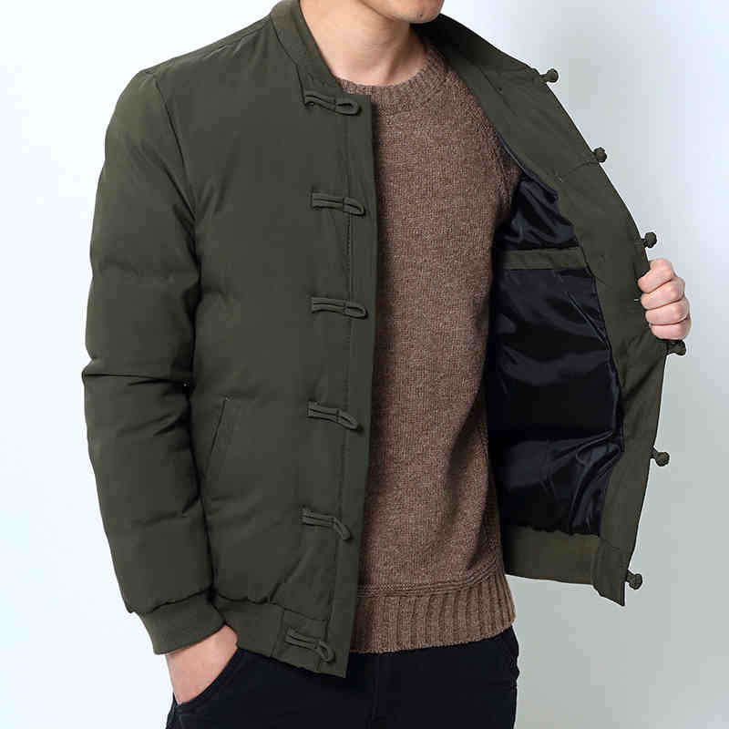 

Drop Shipping New Men Winter Jackets Chinese Style Casual Slim Fit Man Parkas outwear1, Black