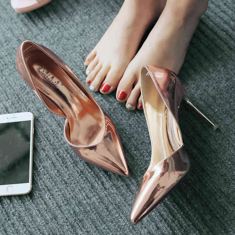 

70% Off Wholesale Sandals Flip-Flops Spring and autumn women's shoes Hollow breathable sandals High heels Female stiletto Asakuchi Pointed Women's Autumn, Champagne 7 cm