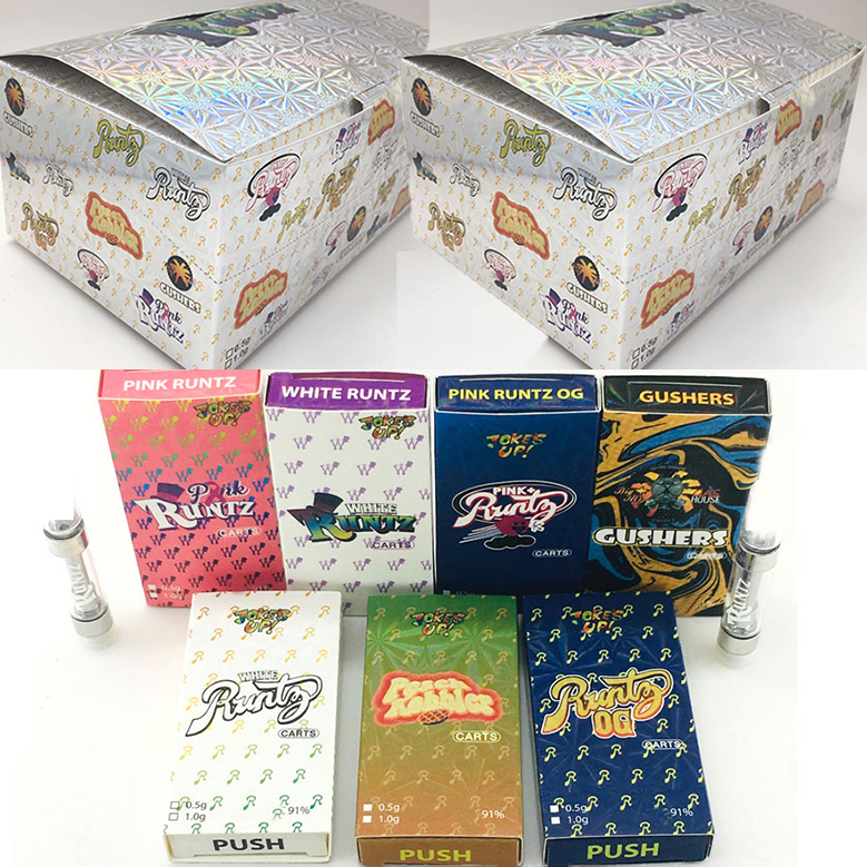 

Runtz Vape Cartridge 0.8ml 1.0ml Carts ceramic oil atomizer Disposable vapes pens Holographic Packaging big display box Round press on tips