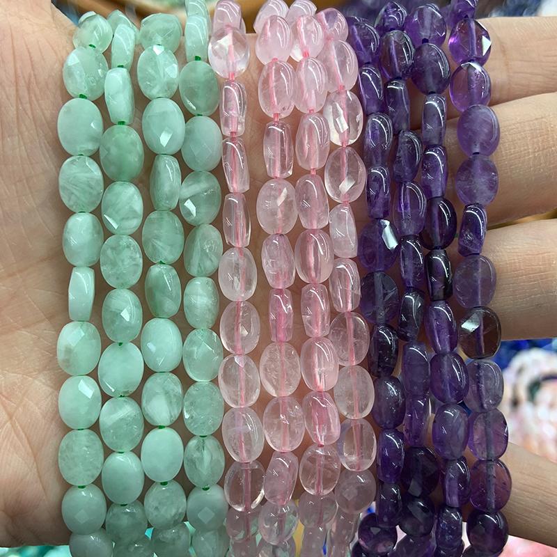 

Other 6x8mm Natural Angelite Rose Quartz Amethysts Stone Beads 15'' Faceted Oval Loose For Jewelry Making Bracelet Neckalce Gift