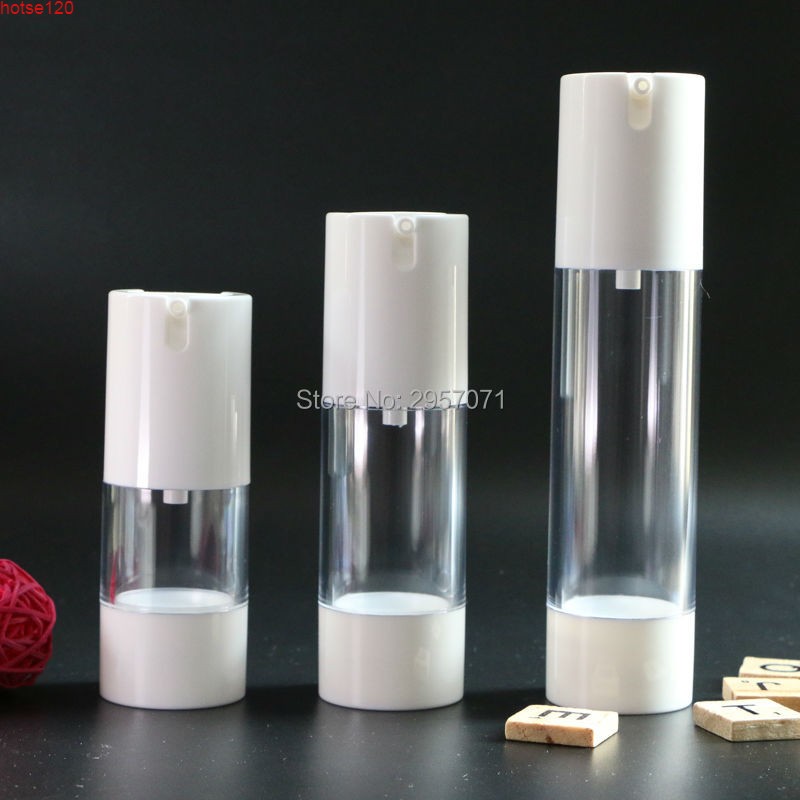 

30ml 50ml White Transparent Plastic Airless Vacuum Pump Travel Bottles Empty Cosmetic Containers Packaging for women 10pcs/lotgoods