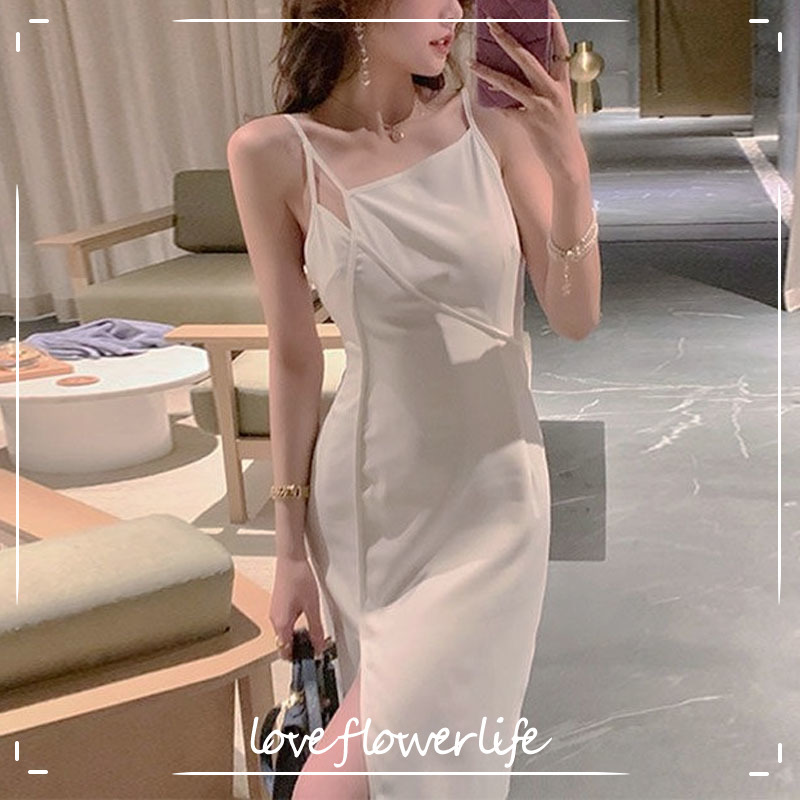 

Vintage Elegant Dress Female Chiffon Camisole Dress Korean High Waist Club Evening Party Slim Strap Dress Women 210521, Floral