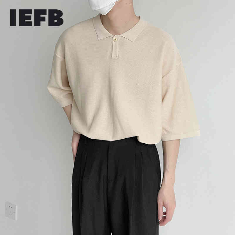 

IEFB Summer Causal Polo Shirt Men' Lightweight Breathable Short Sleeve Tee Loose Lapel Tops For Male Clothing 9Y7090 210524, Black
