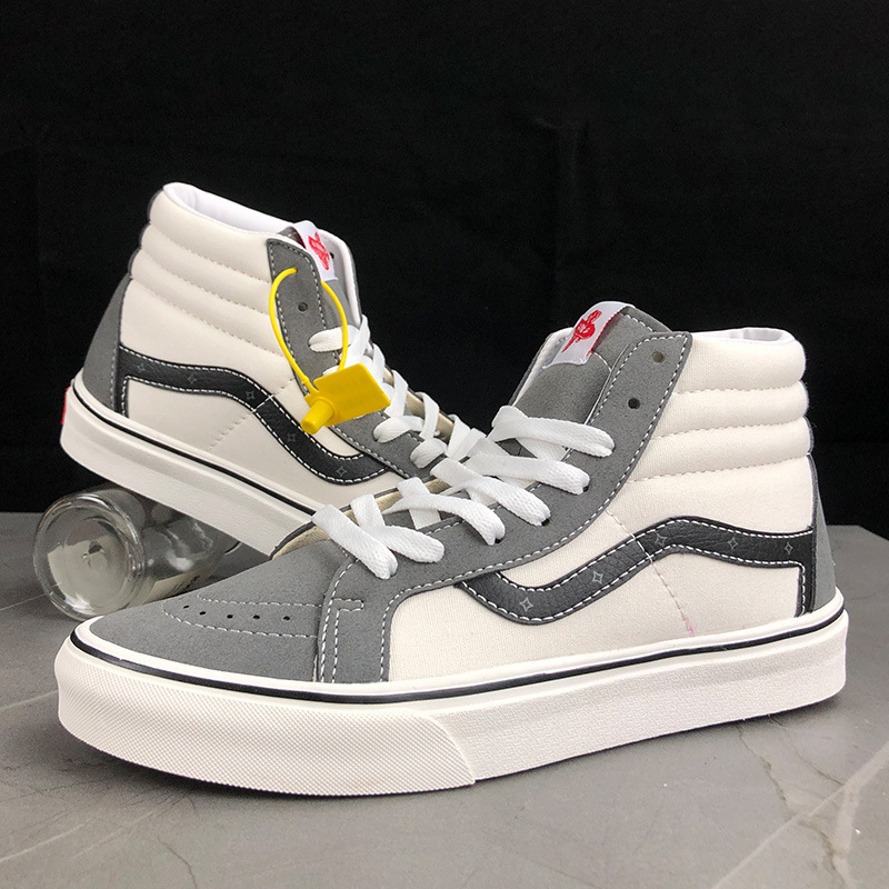 

Shoes Gray White High-Top Canvas Men's Women's Authentic Casual Large Size