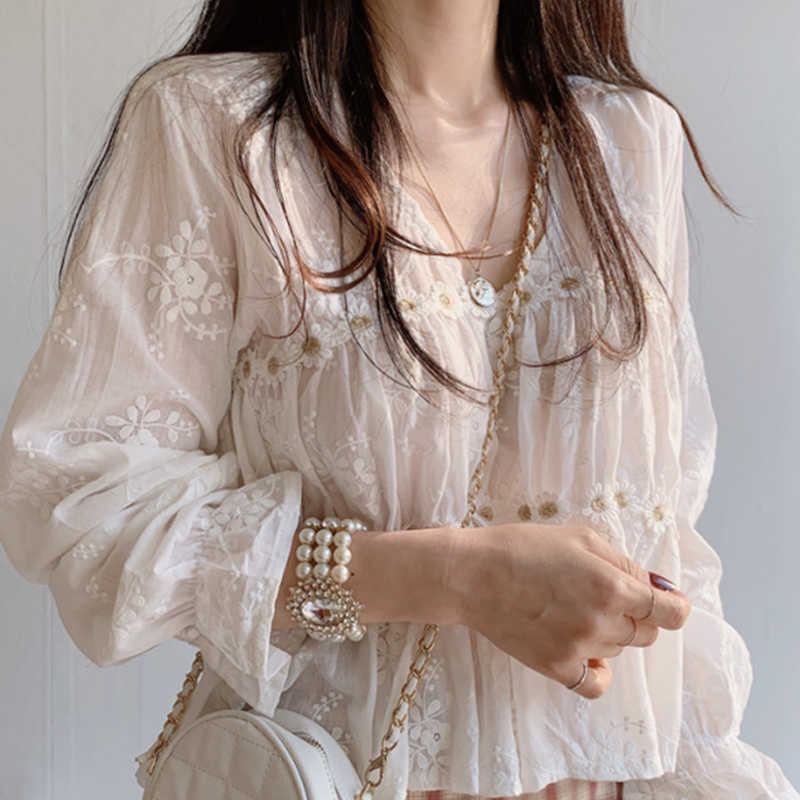 

Blusas Blouses Top Femme Long Sleeve White Blouse Shirt Blouse Women Blusas Mujer De Moda V-Neck Tops Women Blouse E872 210602