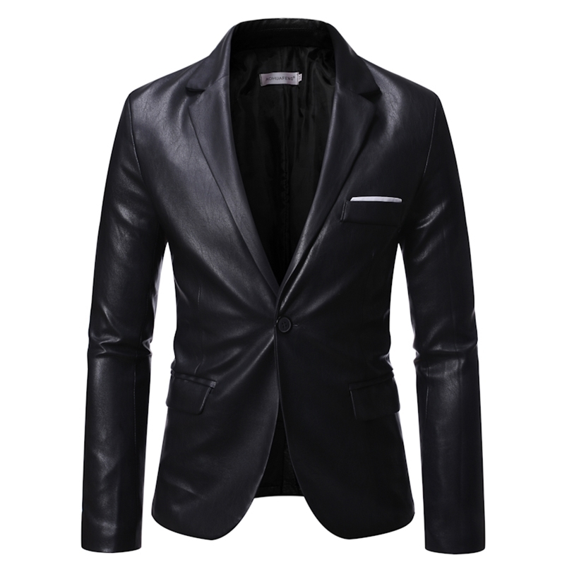 

Artificial skin jacket PU men's business leather suit high quality business large size 6XL / black autumn men's clothing 211111, Black-wu bai bian