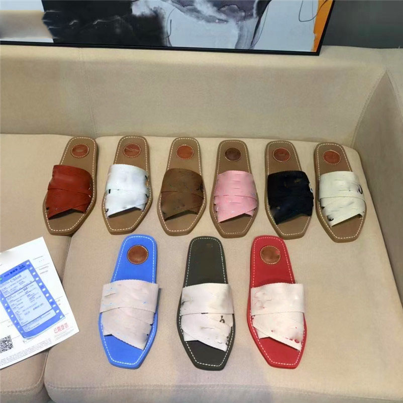 

Designer Women Woody Mules High Quality Slippers Canvas Cross Woven Sandals Summer Outdoor Peep Toe Casual Slipper Letter Stylist Shoes Size35-42