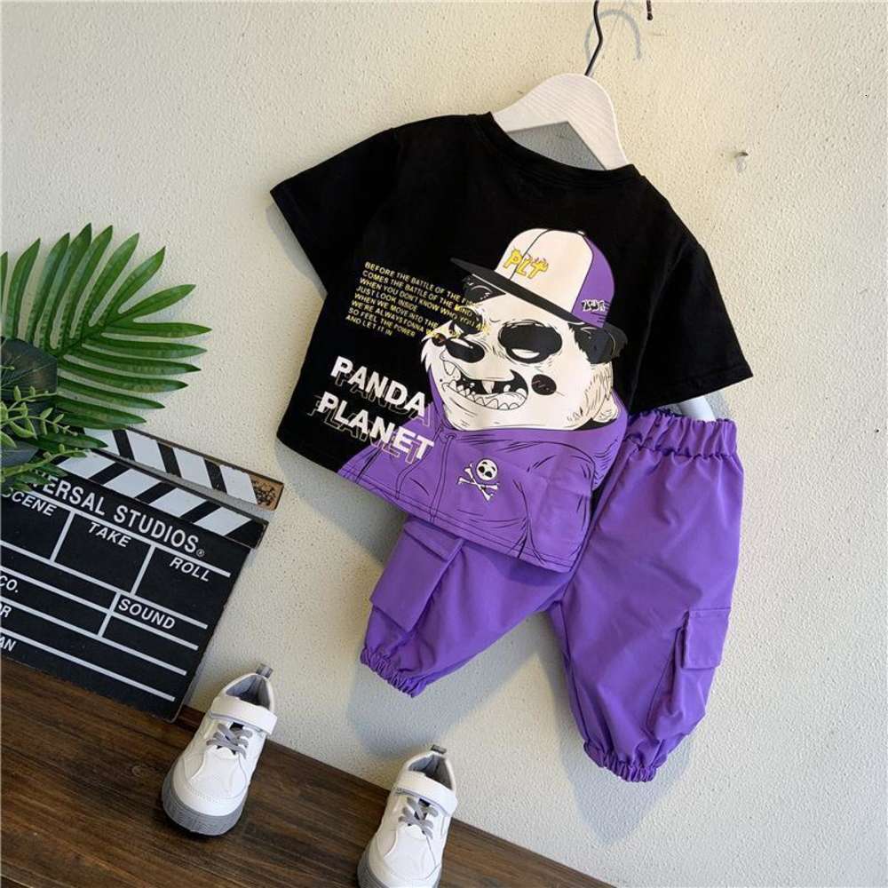 

Boys' summer suit style fashion baby clothes Korean version handsome short sleeve two piece set, White