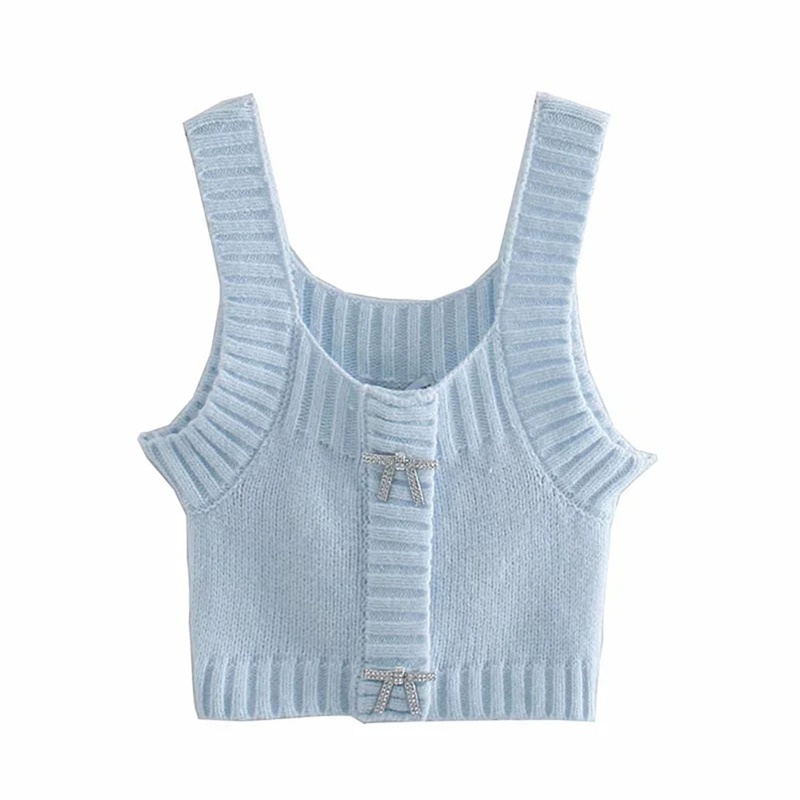 

Women Fashion Sweet Exquisite Bowknot Decoration Sweaters Vintage V Neck Side Vents Female Waistcoat Chic Jumper Tops 210520, As picture