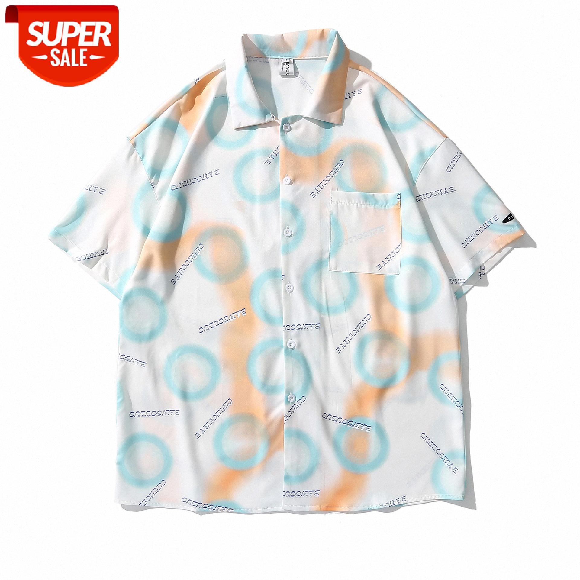 

Vintage tie-dye halo full print shirt bf wind retro short-sleeved flower for men and women loose top #CD0f, White;black