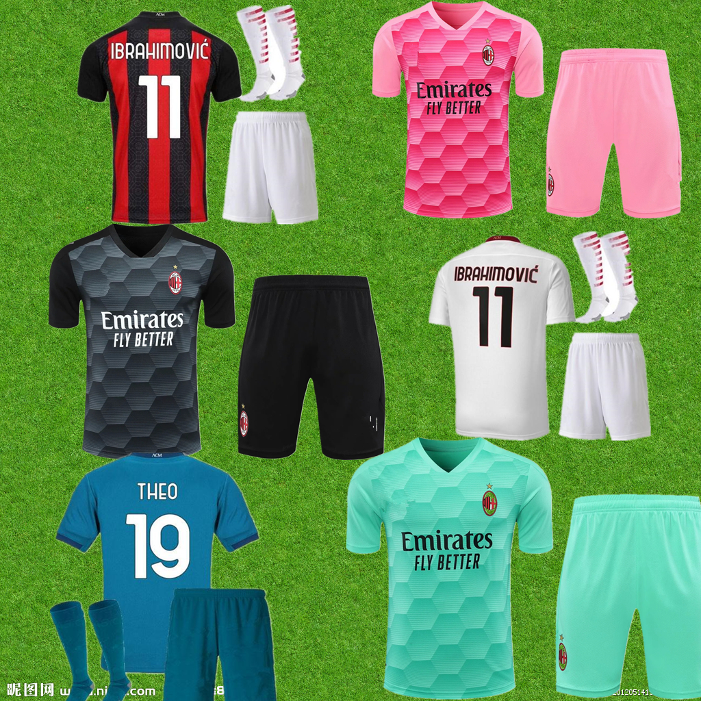 

2021 milan soccer jersey kits AC 2020 2021 IBRAHIMOVIC PIATEK football shirt PAQUETA BENNACER THEO TONALI camisa de futebol sets uniforms, Black