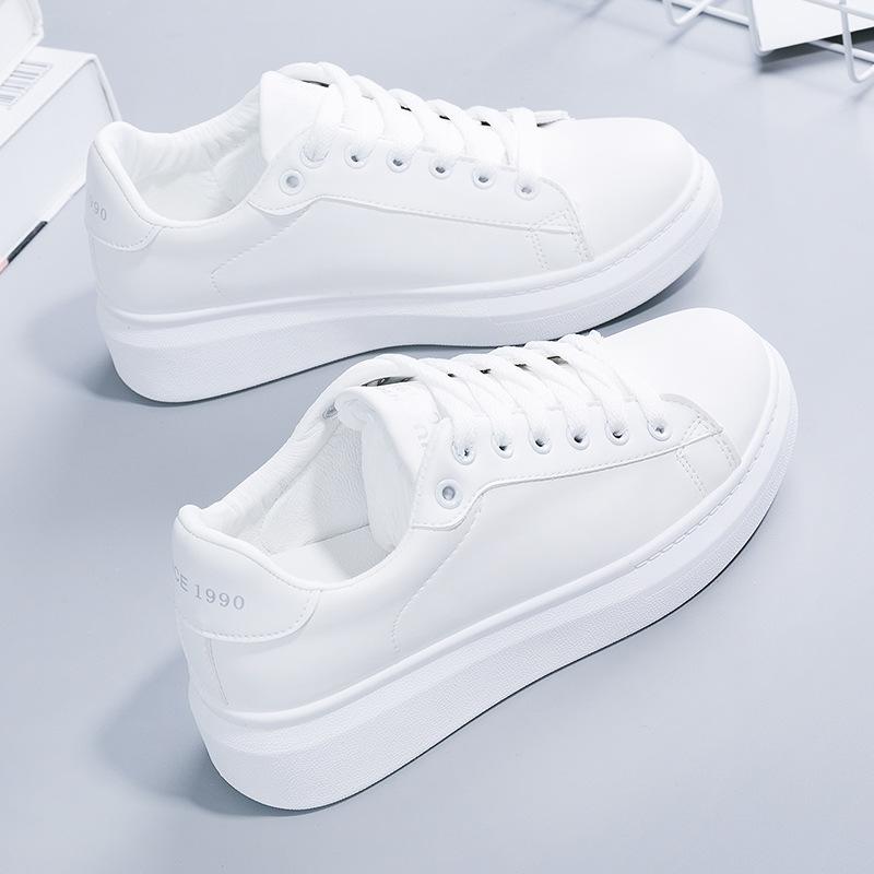 

White shoe spring 2021 female style flat Korean autumn student casual women's shoes tide leather panel she Ni Ok Goodgoodsneakers Fashion, 01