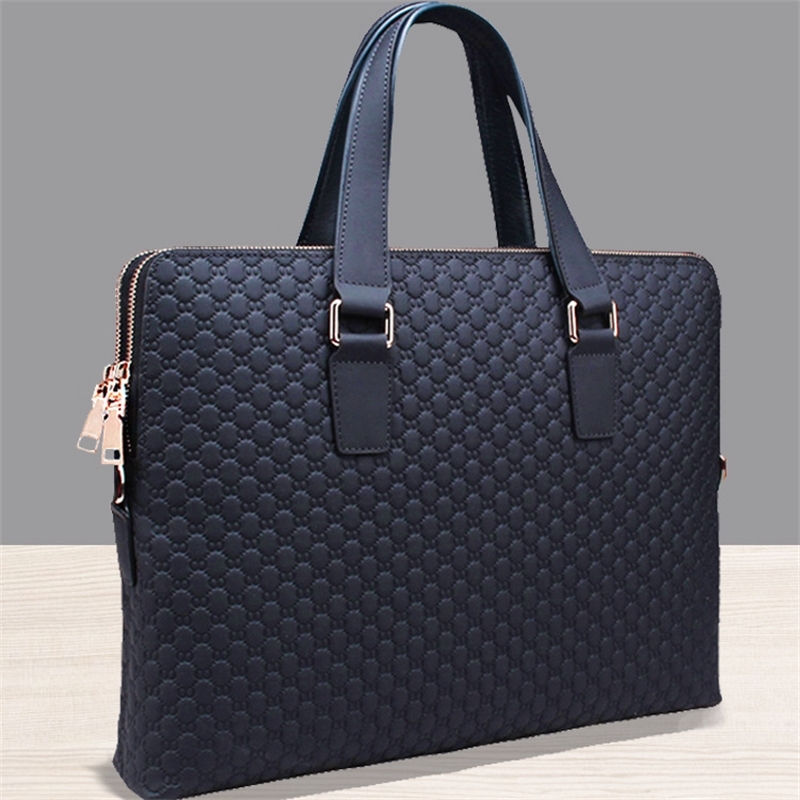 

New briefcase single shoulder diagonal cross horizontal casual handbag men's leather business bag, Blue