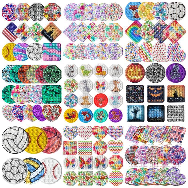 

Sensory Push Bubble Fidget Toys Autism Special Needs Stress Reliever Squeeze Decompression Toy for Kids Family Colour printing free DHL