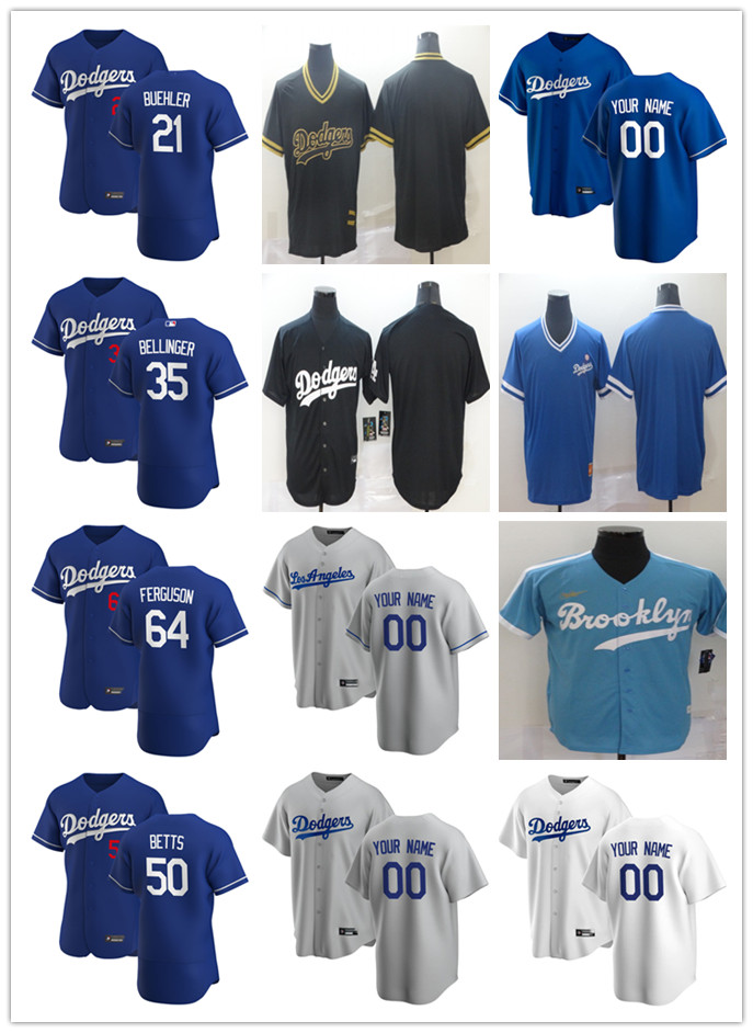 

Men Women Youth Los Angeles Dodgers 35 Cody Bellinger 50 Mookie Betts 21 Walker Buehler 64 Caleb Ferguson Custom Baseball Je, Blue;black