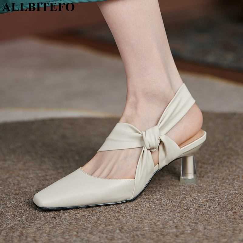 

ALLBITEFO special buckle genuine leather sheepskin insole women sandals high heel shoes sexy summer shoes women heels shoes 210611, As picture