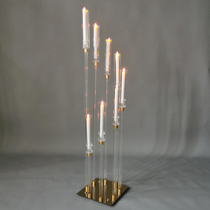 

Candle Holders 4set Crystal 8Heads Table Candelabra Wedding Centerpiece Pillar Stand Road Lead Party Candlesticks Home Decor