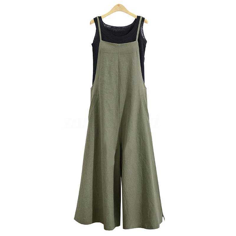 

Loose Casual Solid Color Simple Womens Thin Jumpsuit High Waist Oversized Wide Leg Pants Ankle-length Sling Rompers 210604, Dark brown