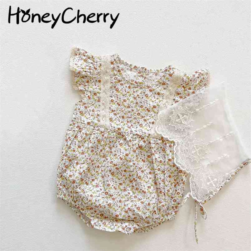 

Summer baby jumpsuit short sleeve printed bodysuit born clothes girl 210702, Beige