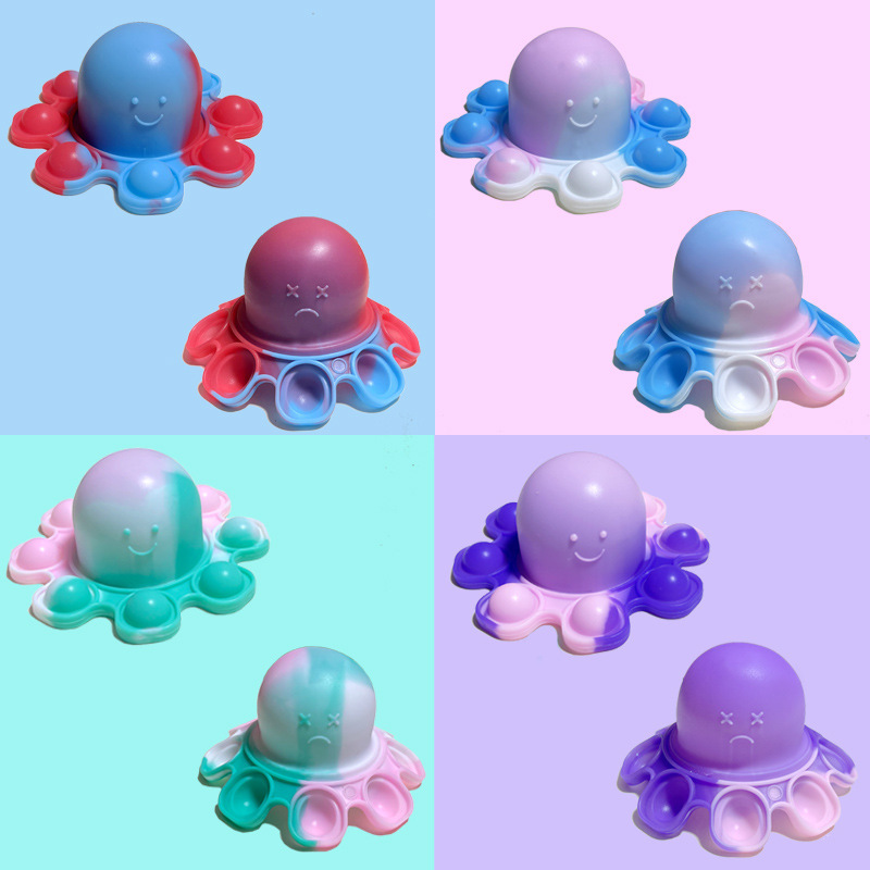 

Wholesale octopus overturned push bubble Party Favor keychain fidget toys stress relief high quality decompression sensory simple dimple toy
