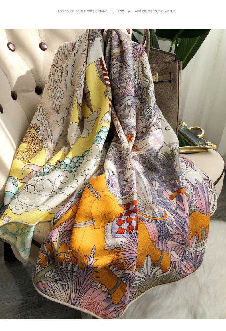 

Scarves 30%Silk Cashmere Scarf And Shawls For Women 135*135 Big Large Square Silk Wraps Lady Autumn Winter Beach Travel