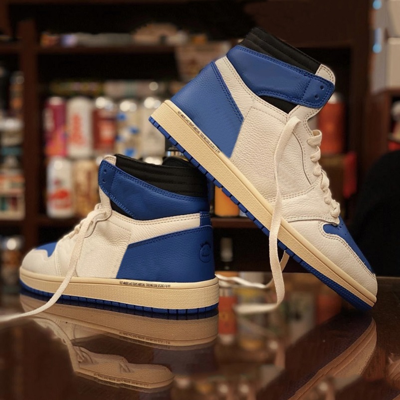 

Discount Travis Scotts x Fragment jumpman 1 mens basketball shoes Sail Black Military Blue Pink 1s High OG SP men women trainers sports sneakers 36-46, Color#2