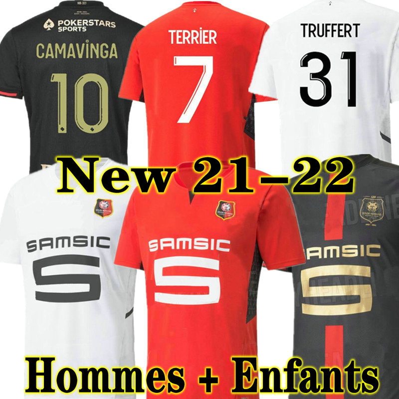 

CAMAVINGA Stade Rennais 21 22 soccer jerseys Rennes 120th Anniversary 2021 2022 BOURIGEAUD NIANG DOKU HUNOU Men+kids kits Maillots de football jersey, 21 22 home