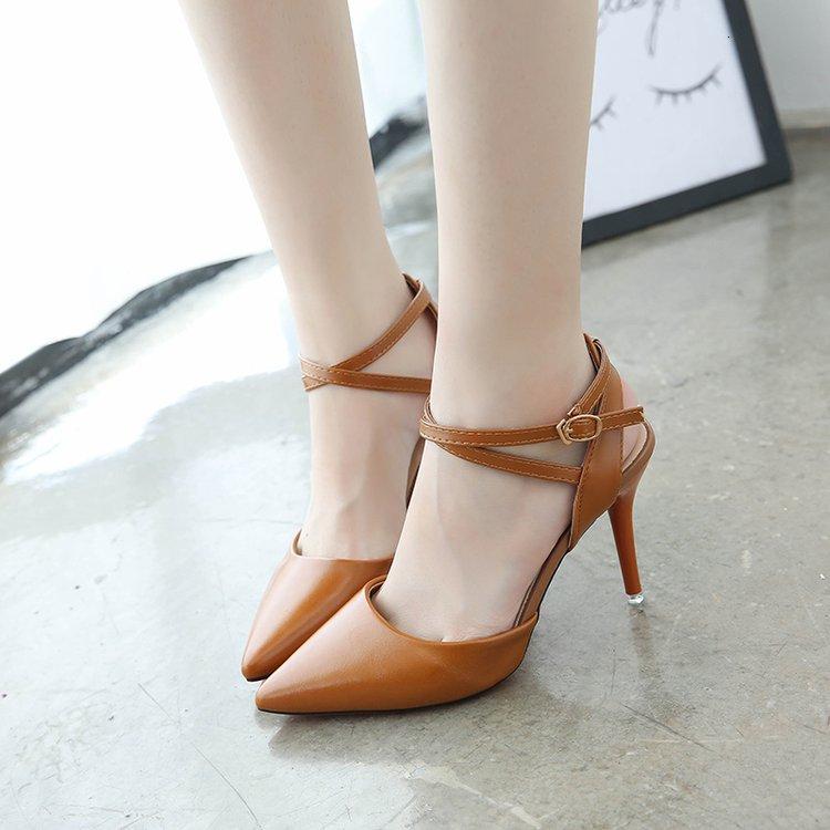 

Sandals Pointed Heel All-Match Female Shoe Summer Ankle Strap Girls Beige Spring Stiletto Retro High Comfort Sexy O3Z7