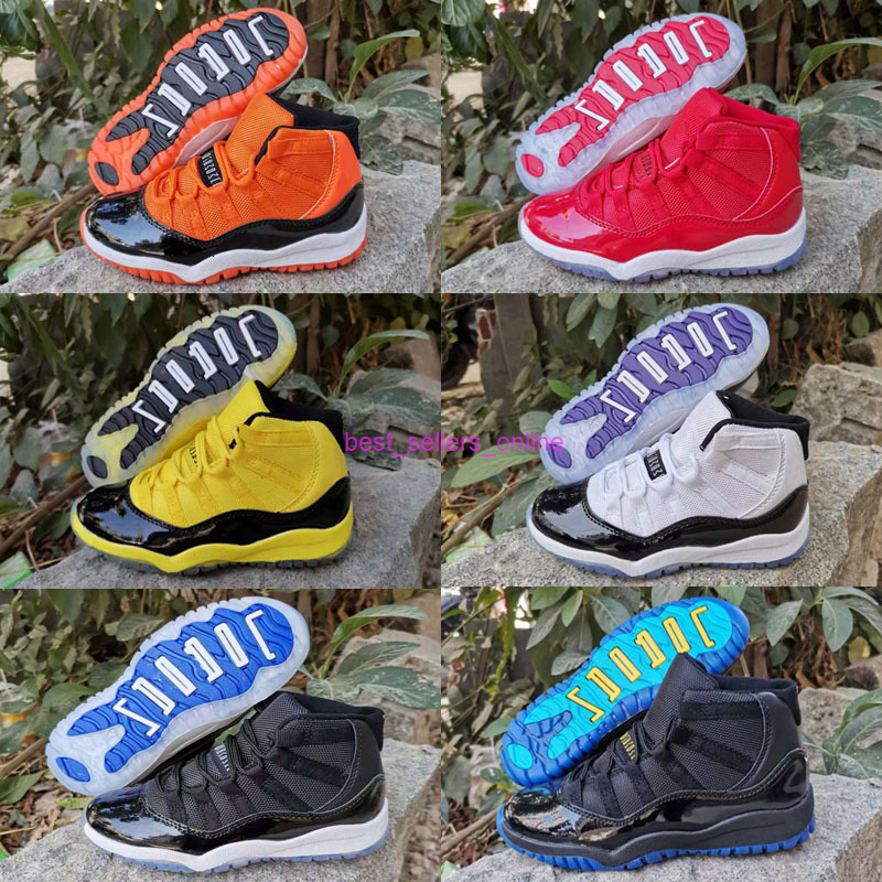 

Space 11 11s 2021 Jam Bred Kids Concord Gym Red Basketball Shoes Children Boy Girls retro White Pink Snakeskin Midnight Navy Sneakers, As photo 1