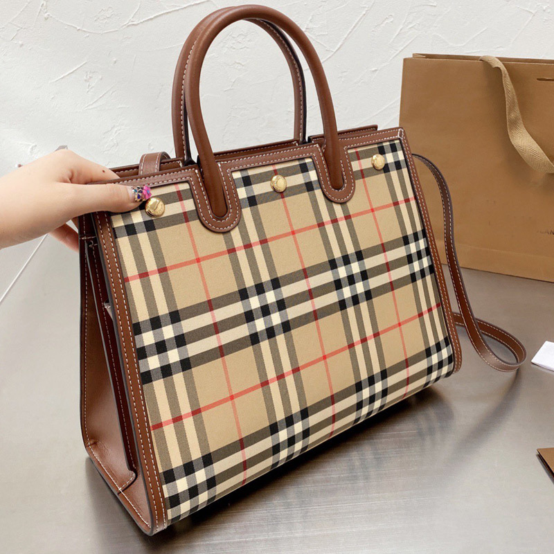 

Handbag Women Luxurys Designers Bag 2021 Shoulder Bags Canvas Tote Classic Check Genuine Leather Top Handles Totes Adjustable Detchable Stra, No bags;make up the difference