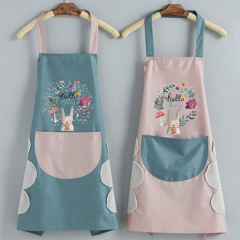 

Wear-Resistant Handmade Kitchen Apron Female Waterproof And Oil-Proof Sleeveless Overalls Cooking Can Wipe Hands Household Aprons