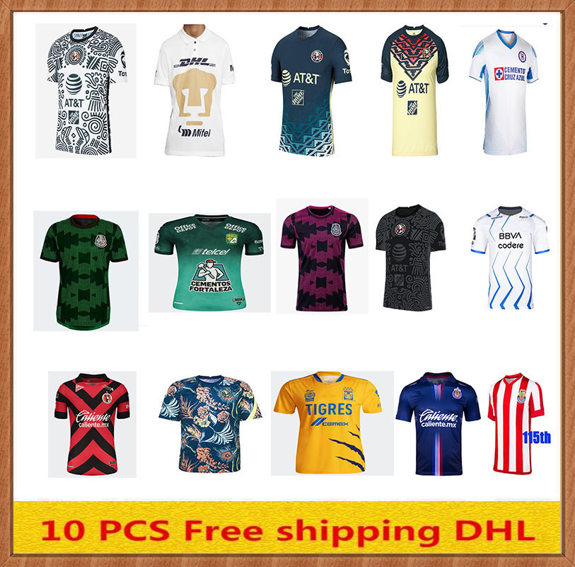 

Club America Cruz Azul 21 22 Soccer Jersey 2021 2022 Guadalajara Chivas 115th Tijuana UNAM Tigres home away third Liga MX Football Shirts Sa, Black;yellow