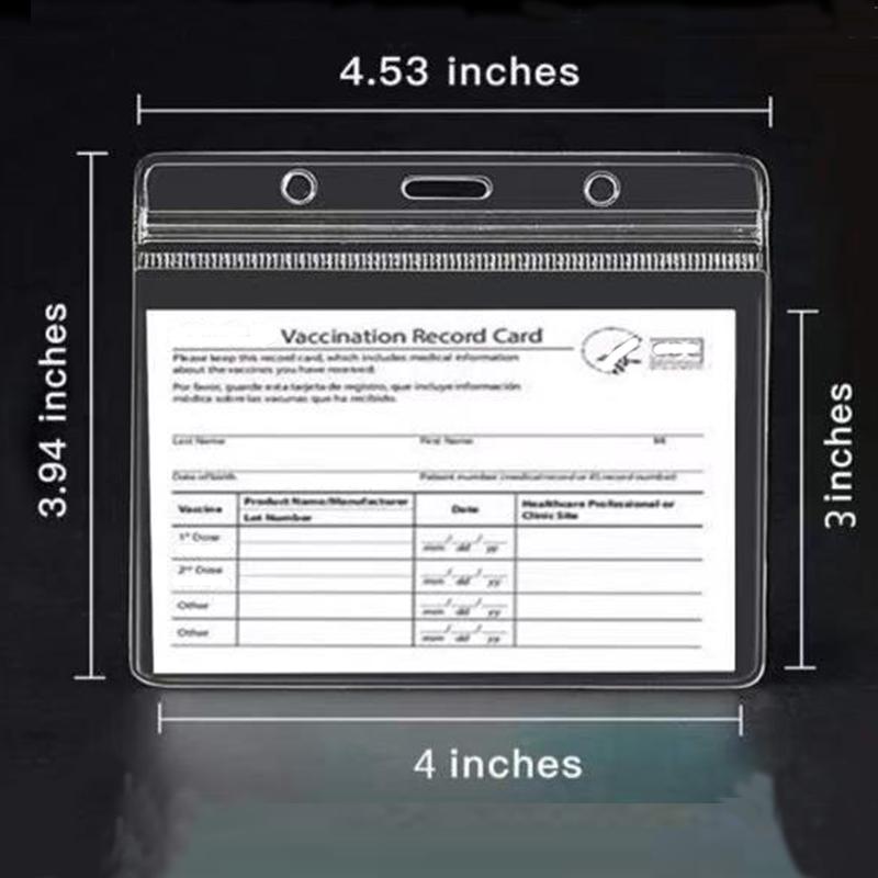 

Card Holders Sealed Transparent Vaccination 4 X 3 Inch Waterproof Certificate Protective Cover, Lanyard