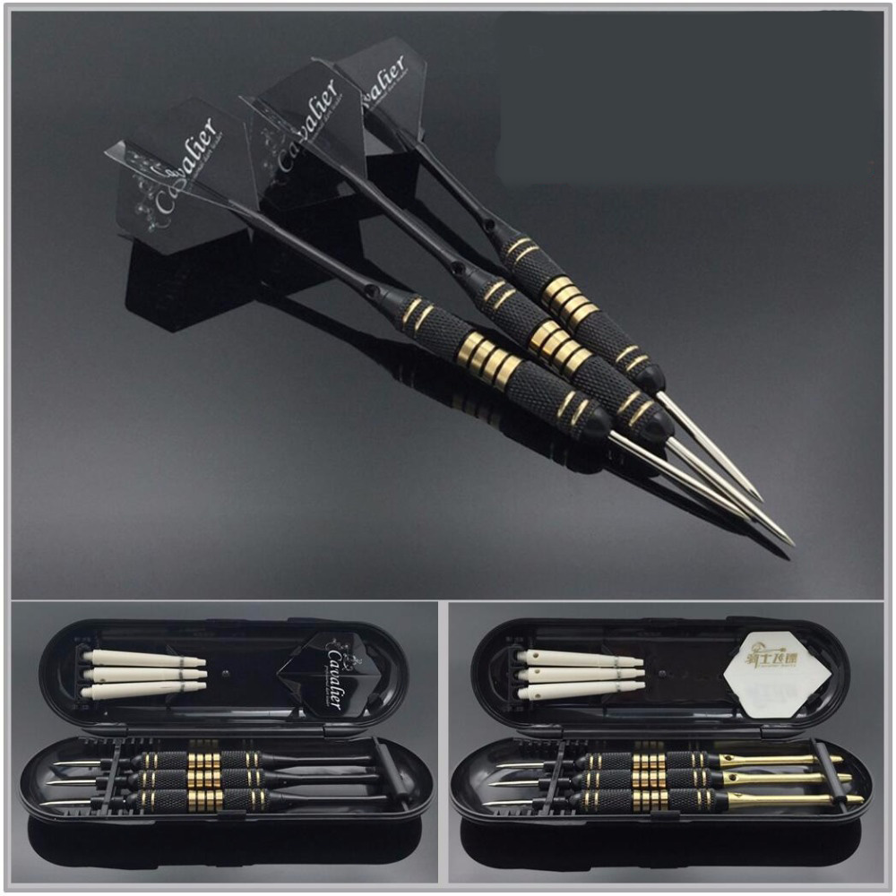 

3pcs/set Professional Darts Free Carry Box 24g 25g Black Golden Color Steel Tip With BrassShafts Hunting darts Dart suit