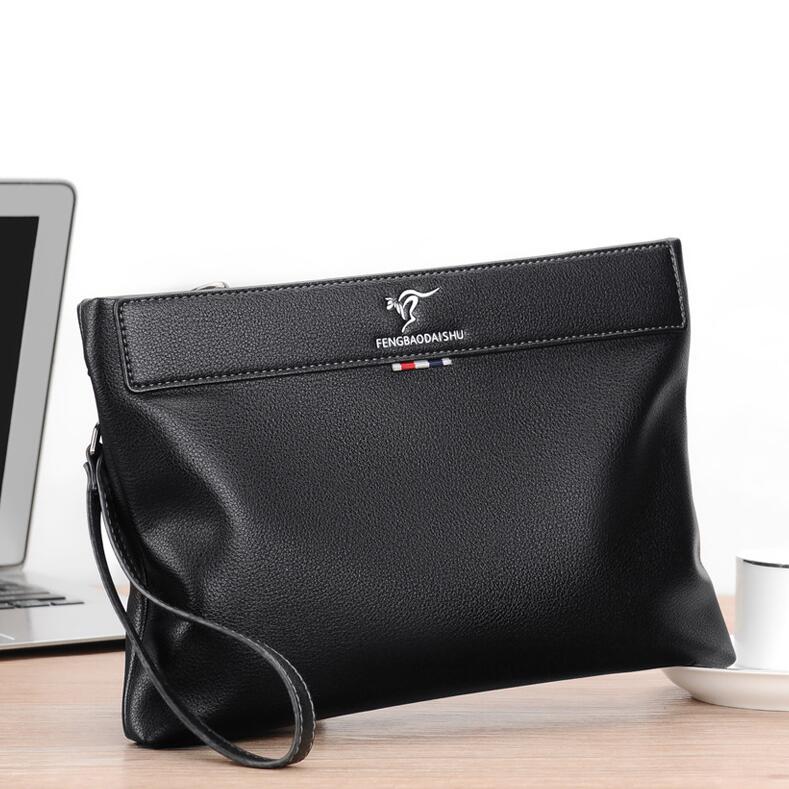 

Factory wholesale men brand shoulder bags England Style large leather envelope storage wallets multi-card business wrist bag simple embossed leathers wallet, Black1(boutique box)