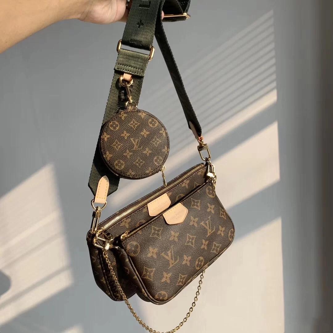 

LVLOUISVITTON VUTTON High Quality MULTI POCHETTE ACCESSOIRES Women Genuine Leather Shoulder Crossbody Bag Wallet Three item .