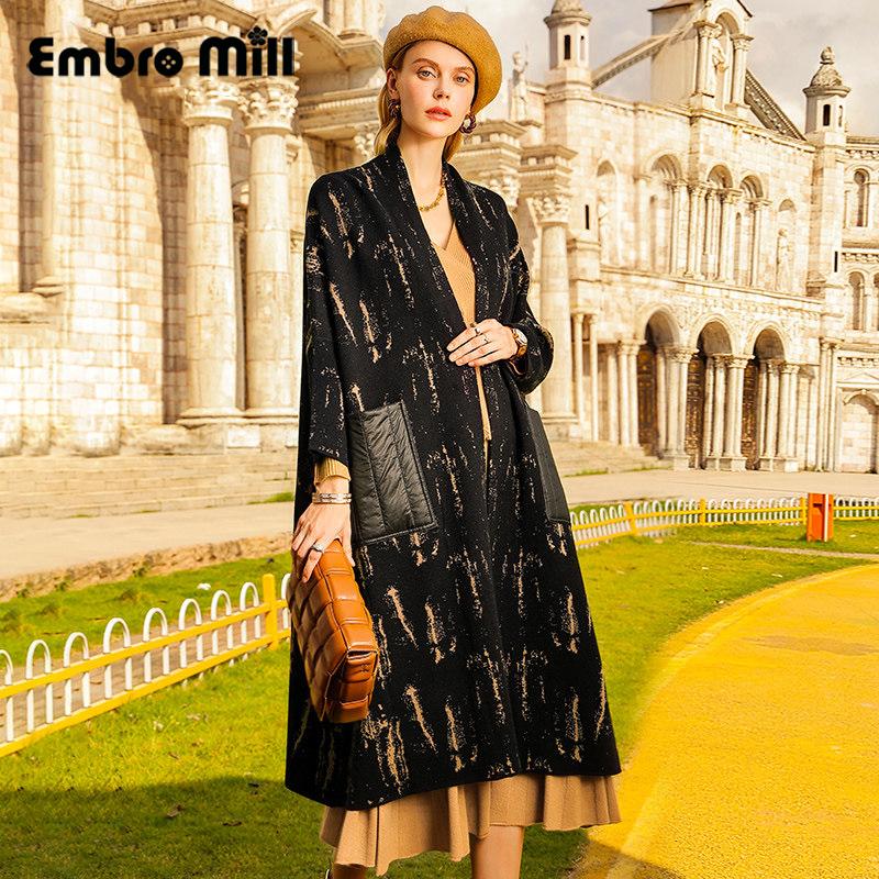 

women's trench coats vintage style knitted stitching pocket women clothing autumn and winter a buckle loose mid-length cardigan sweater, Tan;black