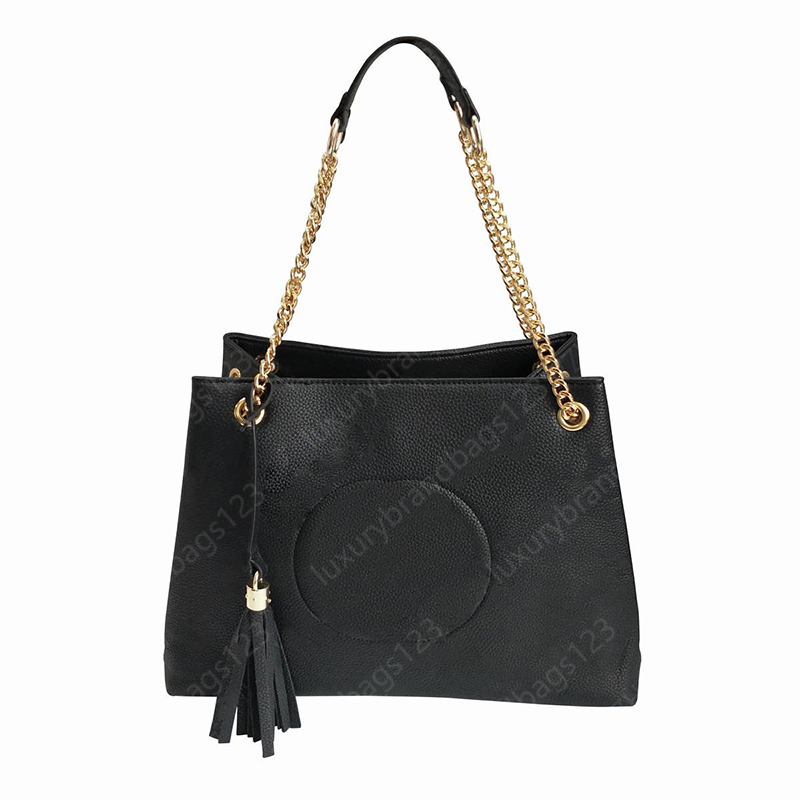

Luxurys Designers Bags Fashion Pu Leather totes Handbags Shoulder Bags Black Gold chain tassels bag Crossbody bags Pure Color Female Women purse wallet, G bag