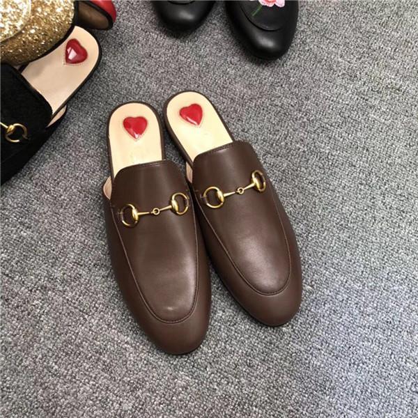 Platform Sandals Luxury leather loafers Muller Designer slipper Mens shoes with buckle Fashion Men Princetown slippers brown Casual Mules Flats 35-46