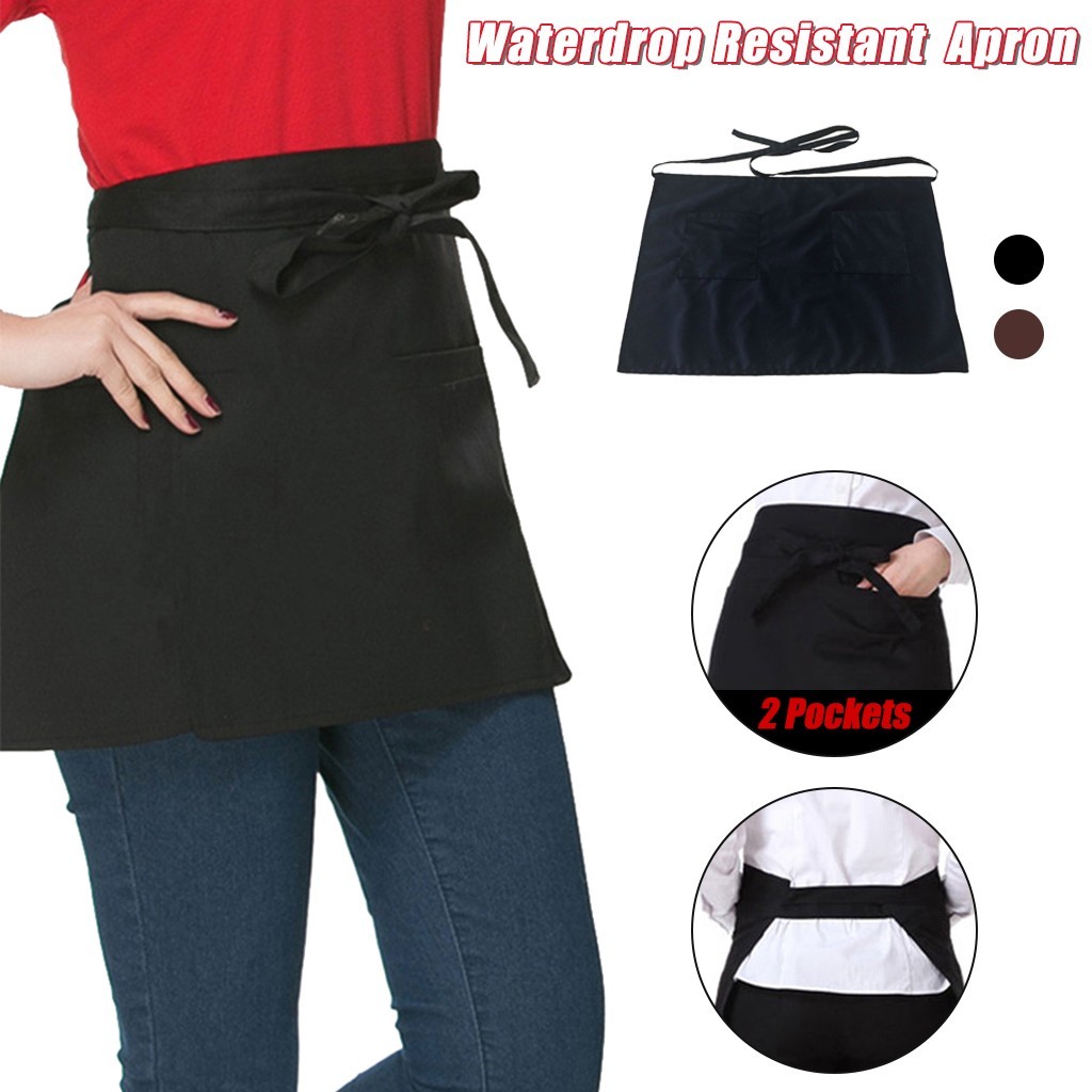 Waterproof adult 2/3 resistant waterdrop pockets chef apron waist waitress suitable for cleaning, serving, cooking, cooking-image-693530945