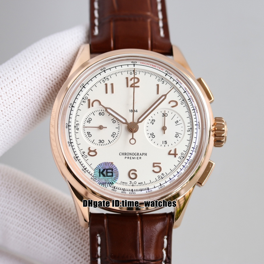 

42mm Premier B09 chronograph RB0930371G1P1 Asia-7750 Automatic Mens Watch Rose Gold Case Sapphire High Quality Gents Sport Watches Leather Strap, Original box