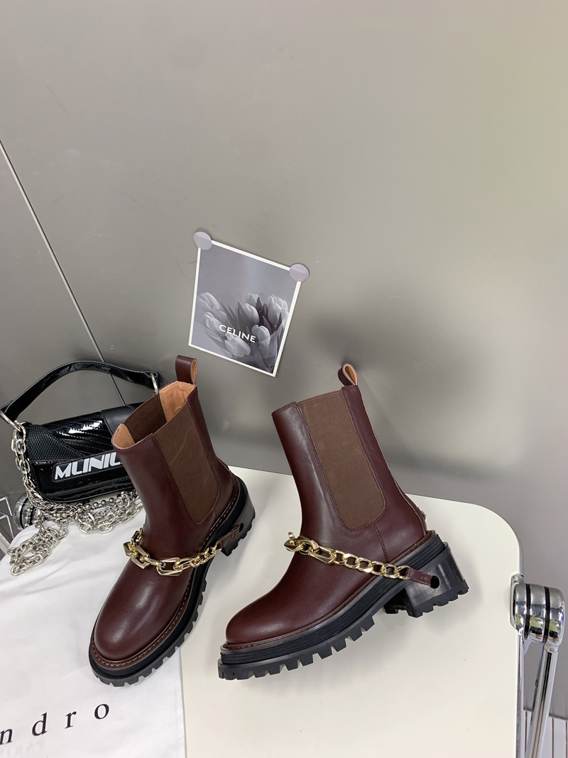 

2022 Top Quality Women Boots Chunky Heel Martin Boot Woman Winter Warm Ankle Snow Booties Lady Shoes Knitted Stretch Black Leather Knight Short Bootss with box -B036, Picture color