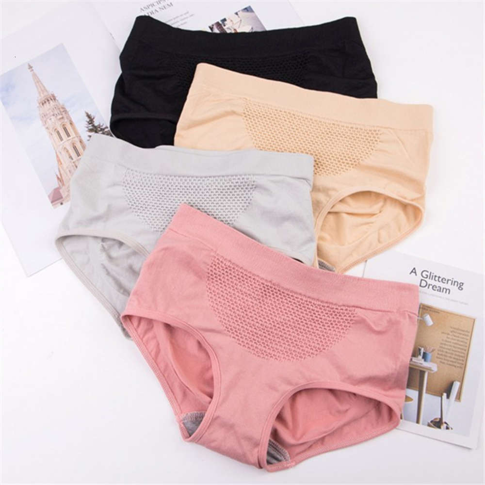 

Independently packaged honeycomb underwear cotton crotch seamless women's large medium waist super elastic sexy triangle, Black;white