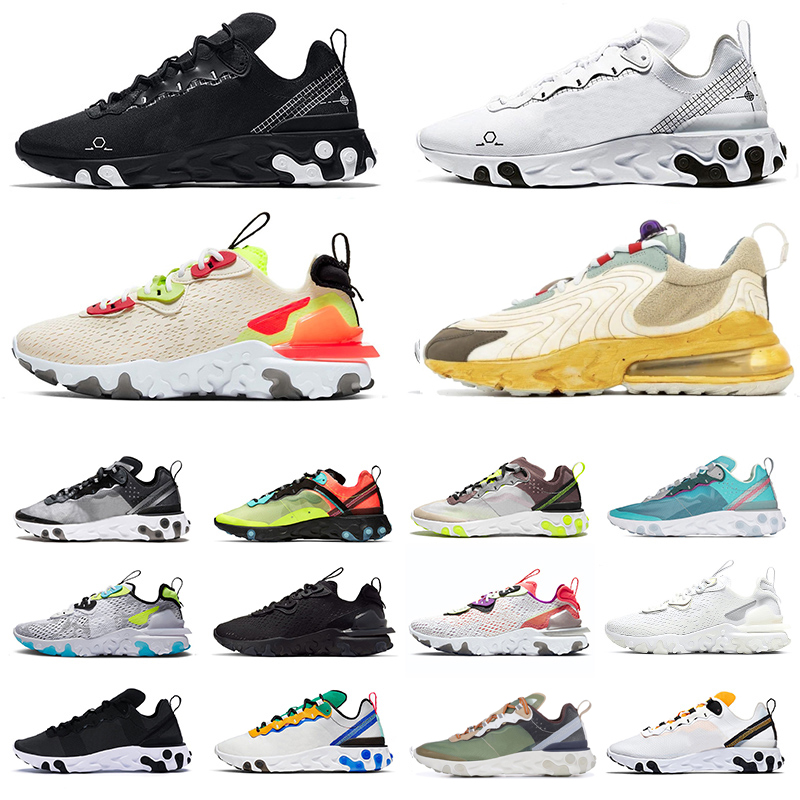 

React Vision Element 55 87 n354 Type GTX mens running shoes all black white womens sports sneakers EPIC trainers, D45 green