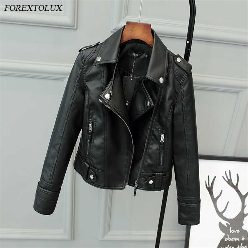 

Forextolux Autumn Fashion Slim Women Punk Short Faux PU Jacket Outwear Motorcycle Artificial Leather Zipper Overcoat 211110, Beige