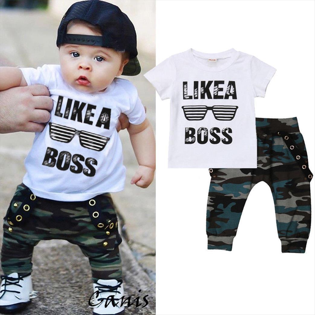 Summer Baby Boy Clothes Set Short Sleeve White T Shirt Camouflage Long Pants 2pcs Outfits Likea Boss 0 3y-image-724132185