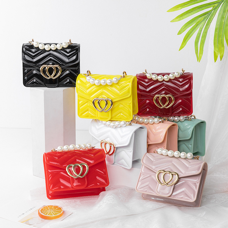

Bag Fashion Pearl Portable Jelly Candy Color Single Shoulder Messenger Love Women's Bag, White
