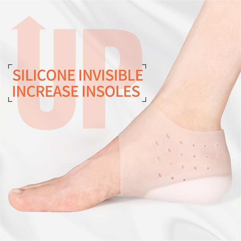 

3ANGNI Invisible Height Increase Insoles Women Men Heel Pads Silicone Gel Lift Insole Dress In Socks Cracked Foot Skin Care Tool 210402, White;pink