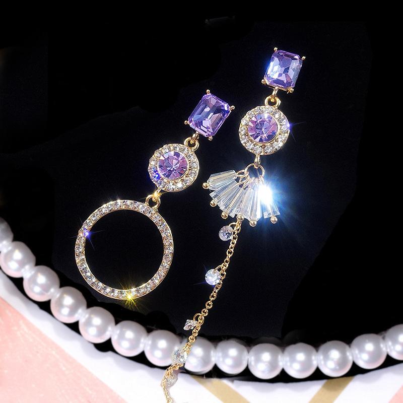 

Dangle & Chandelier Asymmetrical Hoop Earrings Female European And American Temperament Long Tassel Exquisite Elegant Exaggerated